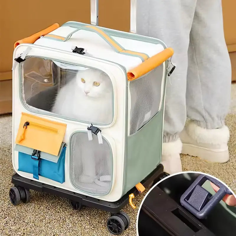 Pet Carrier Backpack with Wheels Trolley Bag