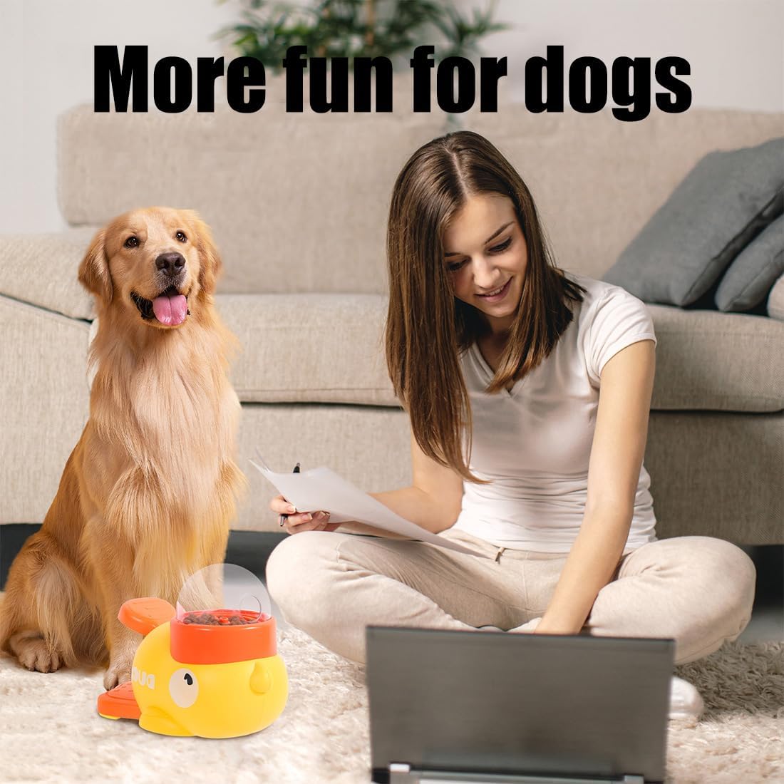 UnderPaws Duck IQ Puzzle Feeder - Interactive Slow Feeder & IQ Training Toy for Small & Medium Dogs