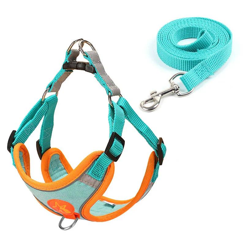 Dogs Harness Vest Walking Traction Rope Reflective Straps Soft Mesh